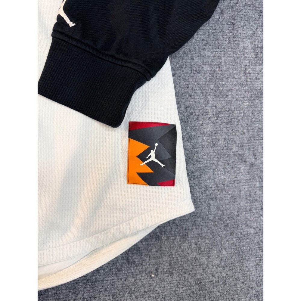 Jordan Mens XXL White Black Hooded Baseball Jersey Mesh Snap Front Shacket June - Picture 7 of 8